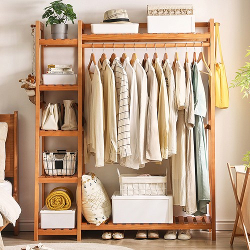 Bamboo wood clothes rail - bamboo,
