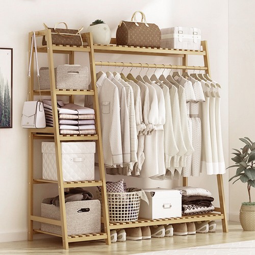 Bamboo wood clothes - bamboo, rail