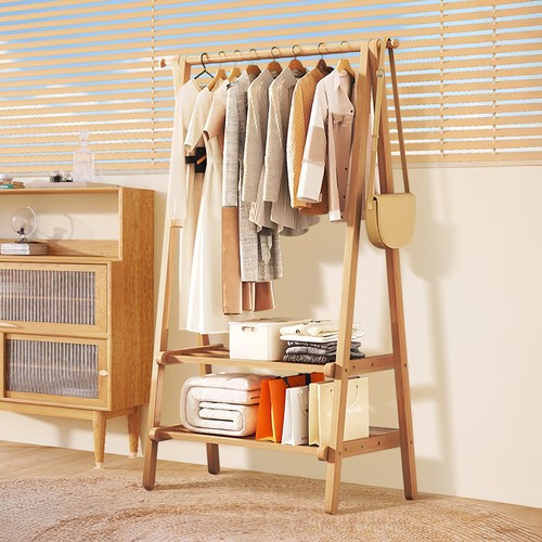 Foldable bamboo clothes rail - bamboo,