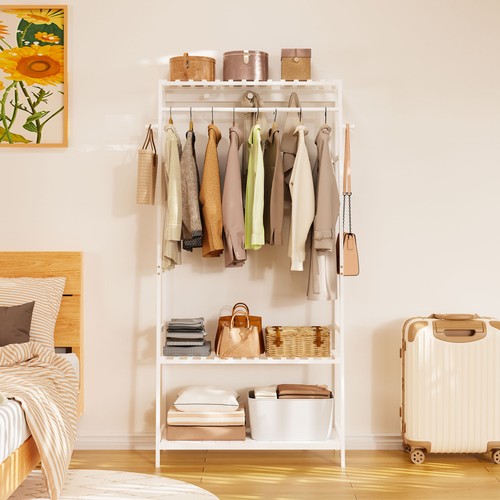Wooden clothes rail rack - wooden,