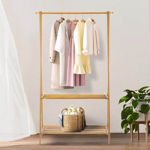 Standing clothes rail bamboo - clothes,