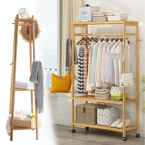 Wooden clothes rail bedroom - clothes,